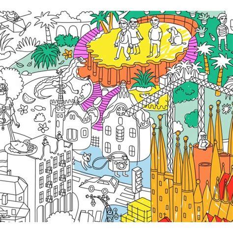 Barcelona Póster Gigante para colorear: Dibujar Fácil con este Paso a Paso, dibujos de Una Rambla, como dibujar Una Rambla para colorear