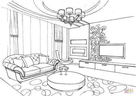 Dibujo de Sala de estar con ornamento para colorear: Dibujar y Colorear Fácil, dibujos de Una Sala De Estar, como dibujar Una Sala De Estar para colorear e imprimir
