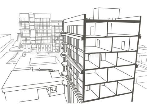 Architectural Linear Sketch Multistory Apartment Building: Aprender como Dibujar y Colorear Fácil, dibujos de Una Seccion Fugada, como dibujar Una Seccion Fugada para colorear e imprimir