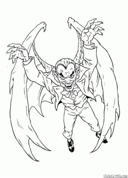 Dibujo para colorear - Vampiro Drácula: Dibujar y Colorear Fácil, dibujos de Una Vampiresa, como dibujar Una Vampiresa para colorear