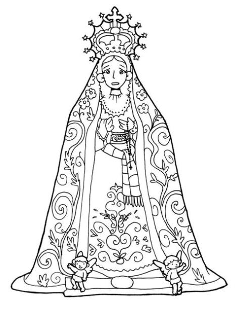 NUESTRA SEÑORA DE LAS LÁGRIMAS de Jaén para pintar: Aprende a Dibujar Fácil con este Paso a Paso, dibujos de Una Virgen Dolorosa, como dibujar Una Virgen Dolorosa para colorear e imprimir