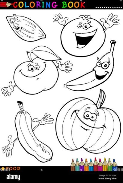 Frutas y verduras para colorear Imagen Vector de stock - Alamy: Dibujar y Colorear Fácil con este Paso a Paso, dibujos de Verduras Y Frutas, como dibujar Verduras Y Frutas para colorear e imprimir