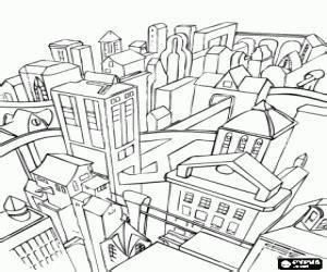 Colorear Vista aérea de una ciudad imaginária | imagenes: Dibujar Fácil con este Paso a Paso, dibujos de Vista Aerea, como dibujar Vista Aerea para colorear e imprimir