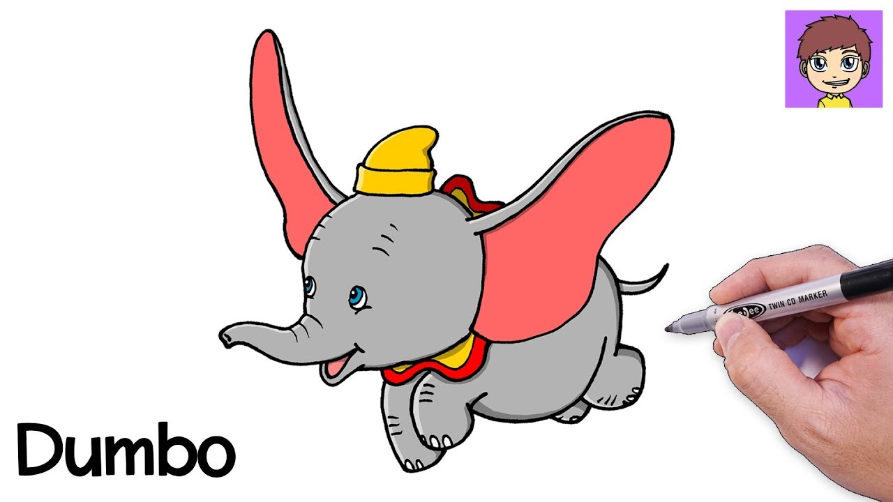 Dibuja Dumbo Fácil Paso a Paso