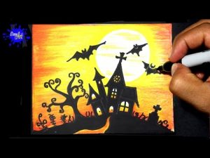 Dibuja Un Terrorífico Castillo De Halloween Paso a Paso Fácil