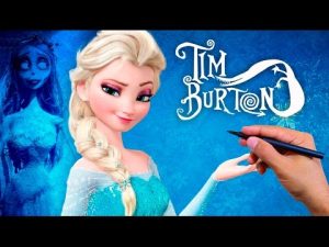 Cómo Dibuja A Elsa De Frozen Estilo Tim Burton Paso a Paso Fácil