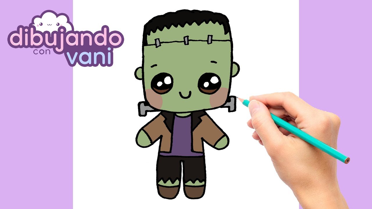 Dibujar A Frankenstein Kawaii Fácil Paso a Paso