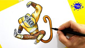 Cómo Dibujar A Maestro Mono De Kung Fu Panda Fácil Paso a Paso