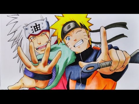 Dibuja A Naruto Con Jiraiya Saludando Paso a Paso Fácil