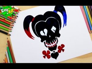 Dibujar El Logo De Harley Quinn Para Halloween Paso a Paso Fácil