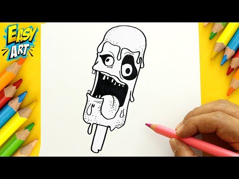 Dibuja Un Helado Zombie Paso a Paso Fácil