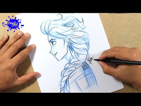 Cómo Dibuja A Elsa De Perfil Paso a Paso Fácil