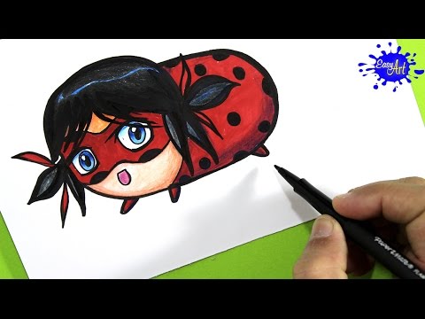 Cómo Dibuja A Ladybug Estilo Tsum Tsum Fácil Paso a Paso