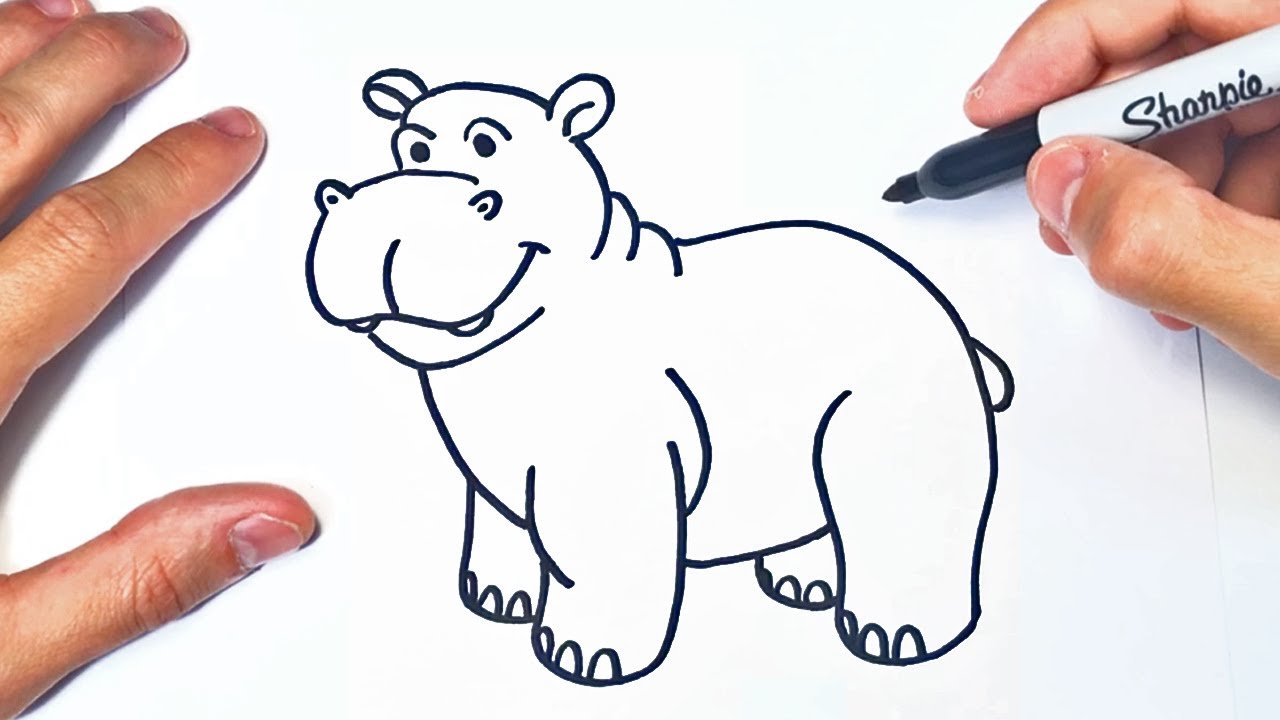 Cómo Dibujar Un Hipopótamo Paso a Paso Fácil