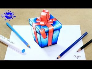 Cómo Dibuja Un Regalo De Navidad En 3D Paso a Paso Fácil