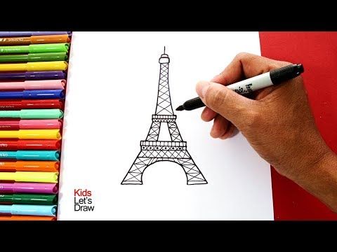 Cómo dibujar la torre Eiffel  Tutorial de dibujo paso a paso, dibujos de La Torre Eiffel, como dibujar La Torre Eiffel paso a paso