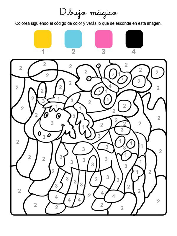 Dibujo mágico de un poni: dibujo para colorear e imprimir, dibujos de Actividades Para Colorear, como dibujar Actividades Para Colorear paso a paso