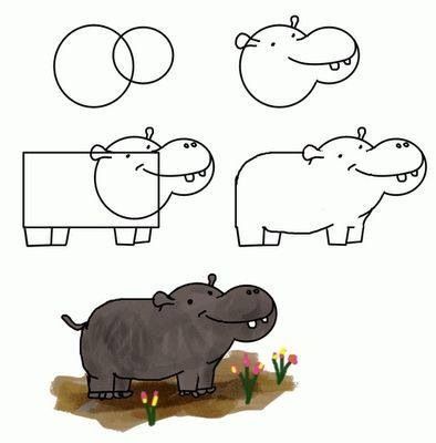 Pasos para dibujar un hipopótamo  Hipopotamos dibujo  Dibujos  garabateados  Dibujo paso a paso, dibujos de Un Hipopótamo, como dibujar Un Hipopótamo paso a paso