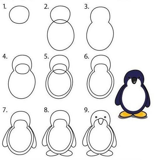 Cómo dibujar pingüinos  Como hacer dibujos  Hacer dibujos para niños  Como  dibujar animales, dibujos de Un Pingüino, como dibujar Un Pingüino paso a paso