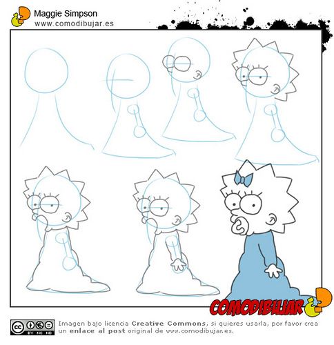 Como dibujar a Maggie by seiho  via Flickr  Simpsons drawings  Disney  drawing tutorial  Cartoon drawings, dibujos de A Maggie Simpson, como dibujar A Maggie Simpson paso a paso