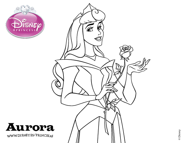 Dibujo de La Bella Durmiente - Aurora con una rosa para colorear  La bella  durmiente aurora  Dibujos  Bella durmiente, dibujos de A La Bella Durmiente De Disney, como dibujar A La Bella Durmiente De Disney paso a paso