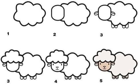 Como dibujar una oveja  Hacer dibujos para niños  Como dibujar animales  faciles  Dibujos faciles para niños, dibujos de Una Oveja, como dibujar Una Oveja paso a paso