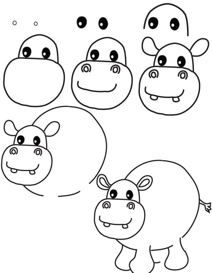 Me encanta hacer dibujitos para los niños -  A que es fácil dibujar un  hipopótamos si sigues esos pasos?  Dibujos fáciles  Dibujos faciles para  niños  Dibujos, dibujos de Un Hipopótamo, como dibujar Un Hipopótamo paso a paso