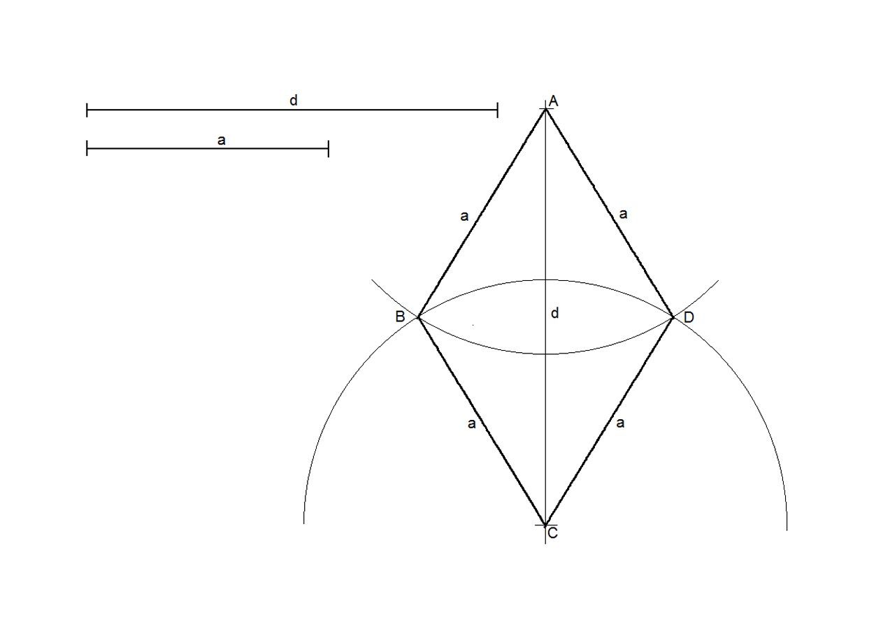 Rombo dado el lado y una diagonal  Uñas diagonales  Técnicas de dibujo   Rombos, dibujos de Un Rombo, como dibujar Un Rombo paso a paso