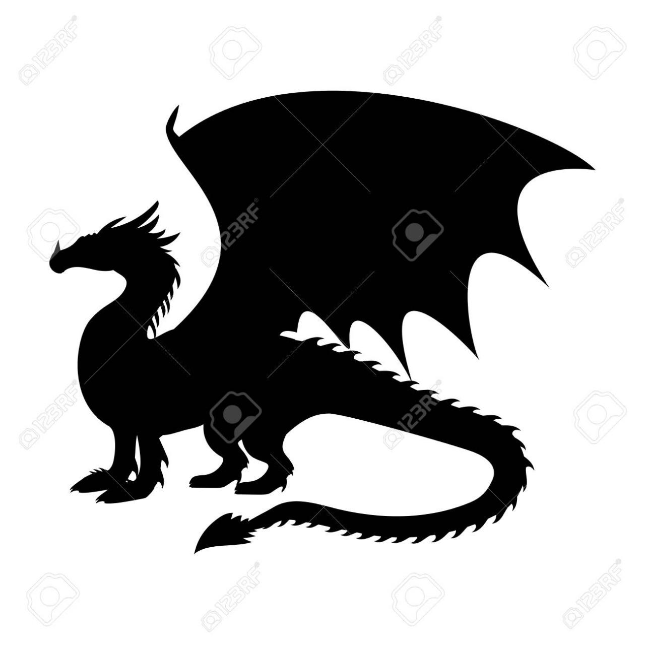 Dragón fantasía silueta símbolo mitología fantasía -, dibujos de La Silueta De Un Dragón, como dibujar La Silueta De Un Dragón paso a paso