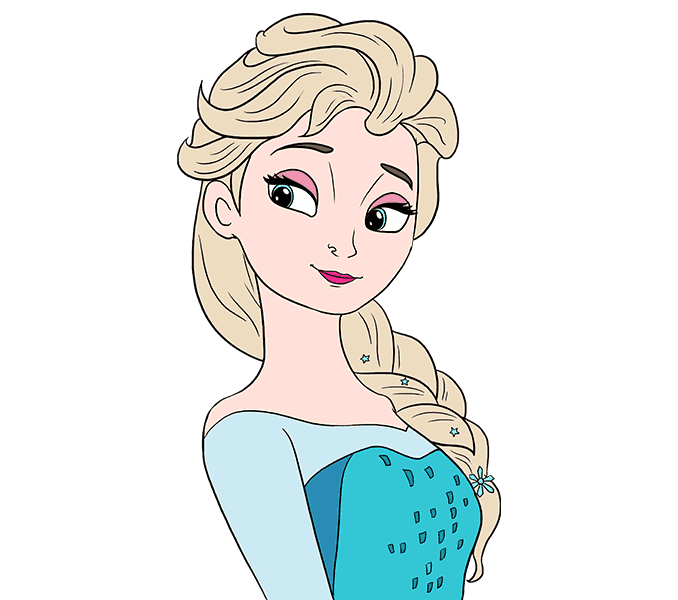 Cómo dibujar a Elsa de Frozen: Paso 20