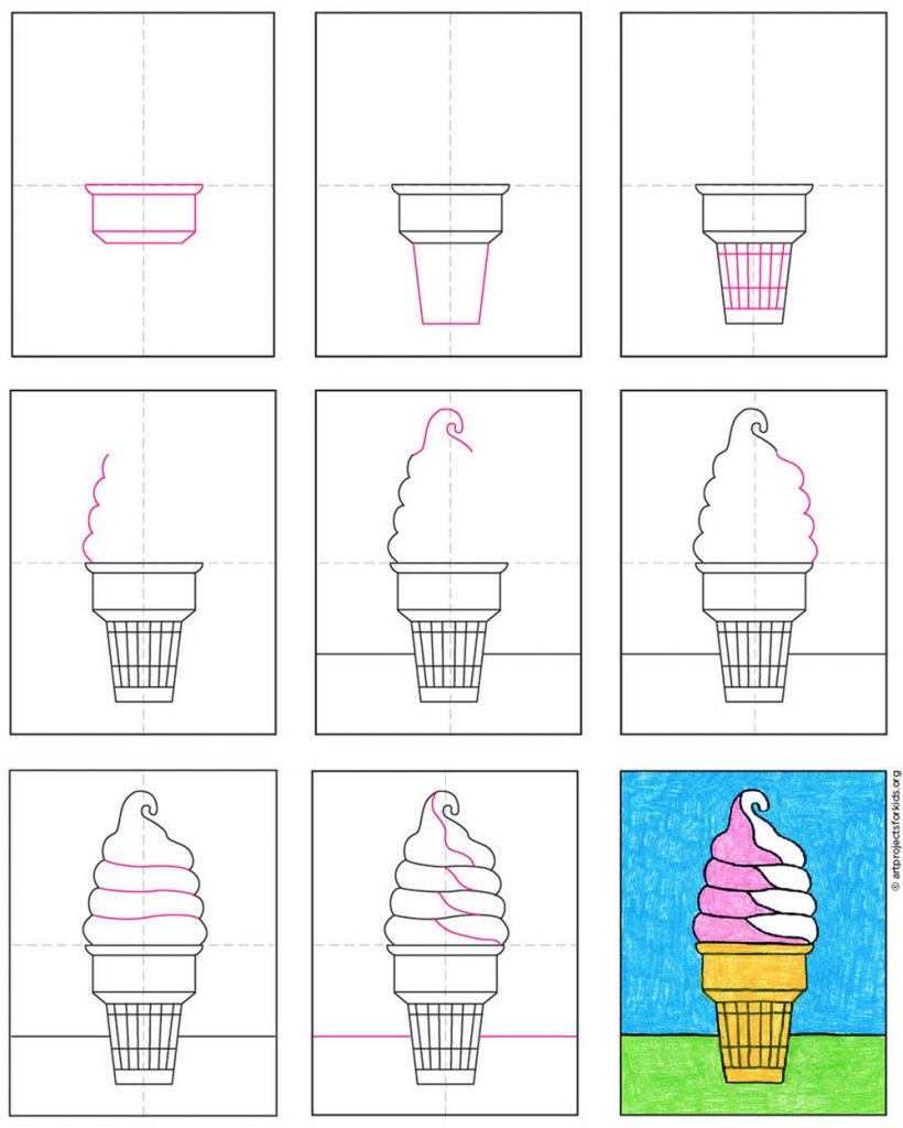 cómo dibujar un cono de helado