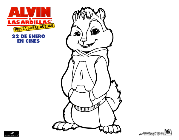 Dibujo de Alvin de Alvin y las Ardillas para Colorear - Dibujos - net, dibujos de Alvin Ardillas, como dibujar Alvin Ardillas paso a paso