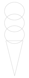 Marco para dibujar un cono de helado simple de dibujos animados