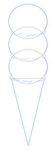 Dibujando el cono para el helado de dibujos animados