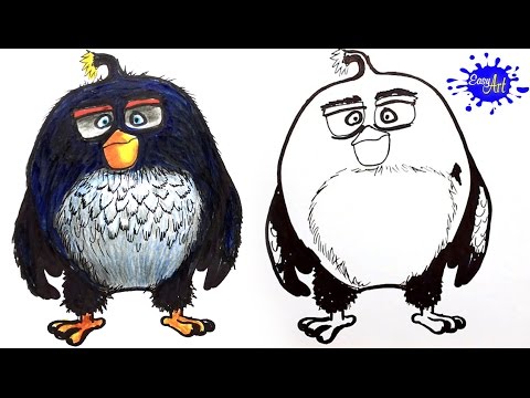 Como dibujar a Bomb de Angry Birds: La Película fácil, dibujos de A Bomb De Angry Birds La Pelicula, como dibujar A Bomb De Angry Birds La Pelicula paso a paso