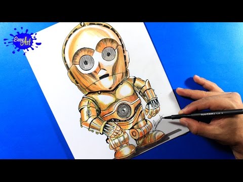 Como dibujar a C-3PO de Star Wars, dibujos de A C 3Po De Star Wars, como dibujar A C 3Po De Star Wars paso a paso