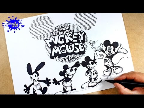 Como dibujar a Mickey Mouse de Walt Disney, dibujos de A Mickey Mouse Con Monedas, como dibujar A Mickey Mouse Con Monedas paso a paso