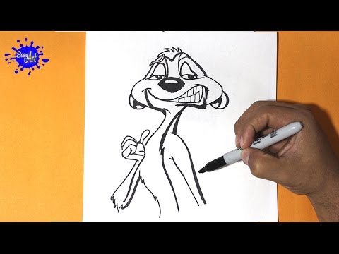 Como dibujar a Timón de Disney, dibujos de A Timon De Disney, como dibujar A Timon De Disney paso a paso