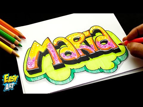 Como dibujar el nombre María muy fácil, dibujos de El Nombre María, como dibujar El Nombre María paso a paso