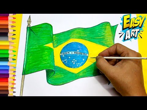 Como dibujar la Bandera de Brasil, dibujos de La Bandera De Brasil, como dibujar La Bandera De Brasil paso a paso