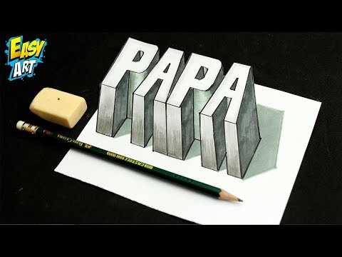 Como dibujar la palabra Papa en 3D, dibujos de La Palabra Papa En 3D, como dibujar La Palabra Papa En 3D paso a paso