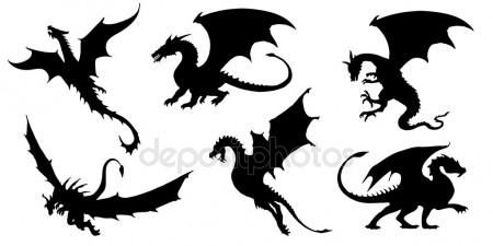 Siluetas de dragones  Dragones  Siluetas  Dibujos, dibujos de La Silueta De Un Dragón, como dibujar La Silueta De Un Dragón paso a paso