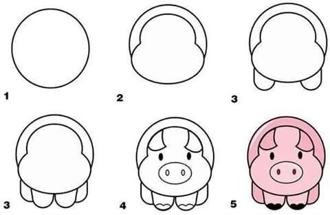 Dibujar un cerdo  Como dibujar animales faciles  Como dibujar animales   Animales faciles de dibujar, dibujos de Un Cerdo, como dibujar Un Cerdo paso a paso