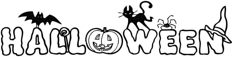 Palabra Halloween -  Dibujo infantil para colorear  Dibujos de halloween   Fotos de halloween  Halloween, dibujos de A Partir De La Palabra Halloween, como dibujar A Partir De La Palabra Halloween paso a paso