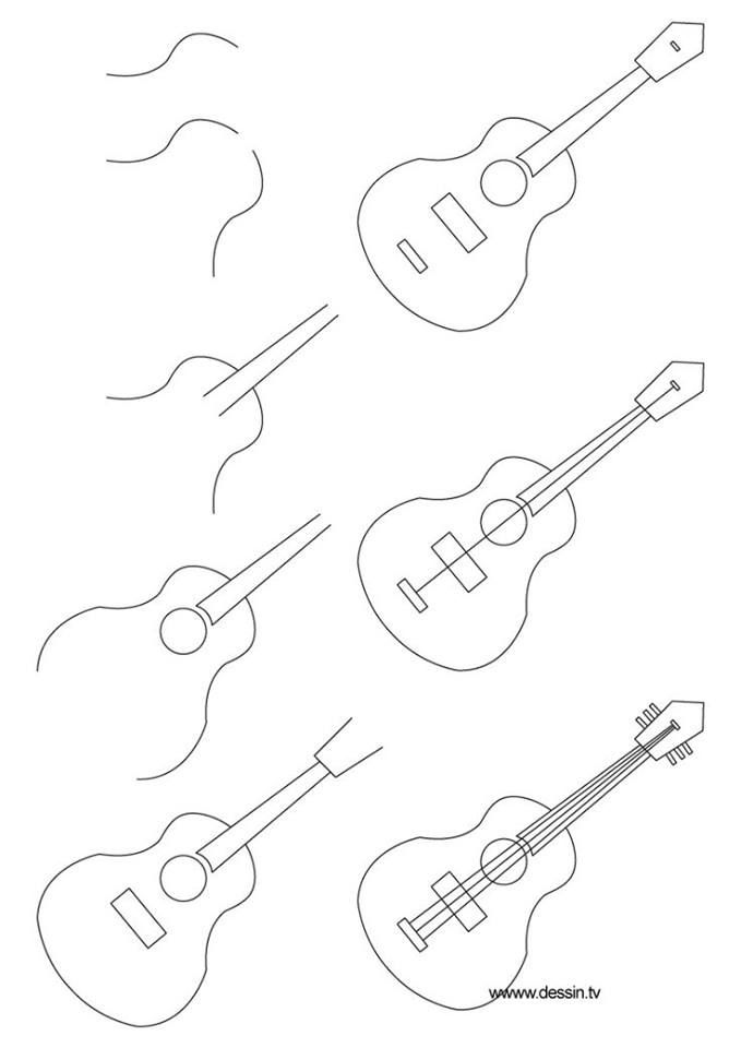 Como dibujar una guitarra  Dibujos de guitarras  Dibujos musicales  Easy  drawing tutorial, dibujos de Una Guitarra, como dibujar Una Guitarra paso a paso