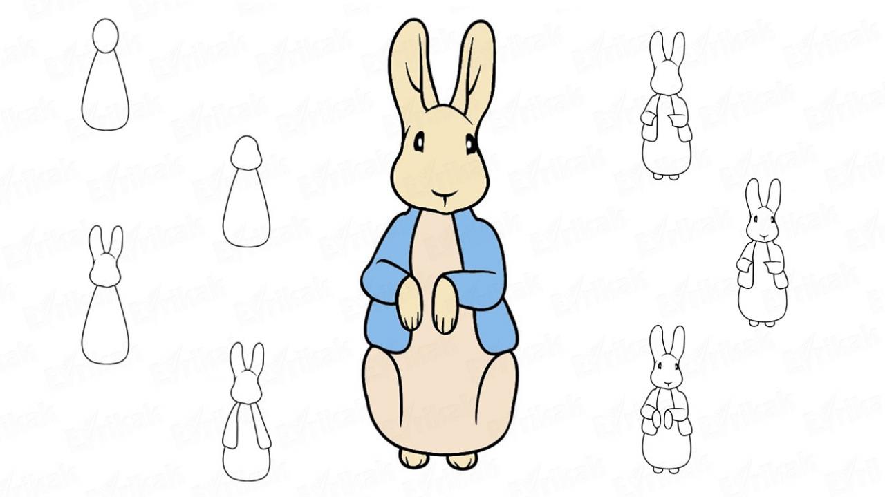 Cómo dibujar con niños el conejo Peter paso a paso, dibujos de Peter Rabbit, como dibujar Peter Rabbit paso a paso