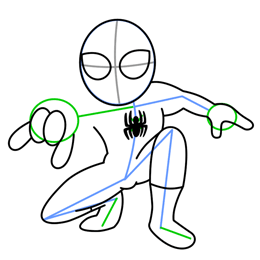 Cómo dibujar Spiderman - dibuja la mano extendida