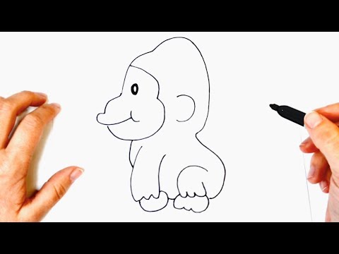 Cómo dibujar un Gorila para niños  Dibujo de Gorila paso a paso - YouTube, dibujos de Un Gorila, como dibujar Un Gorila paso a paso