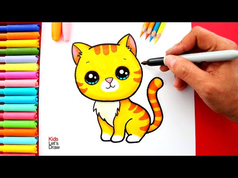 Aprende a dibujar un GATO atigrado estilo Kawaii de manera fácil - YouTube, dibujos de Un Gato Estilo Cute, como dibujar Un Gato Estilo Cute paso a paso