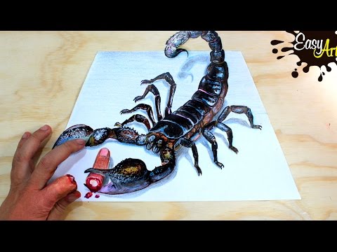3D Scorpion DrawingAMAZING realistic illusion, dibujos de Un Escorpión En 3D, como dibujar Un Escorpión En 3D paso a paso